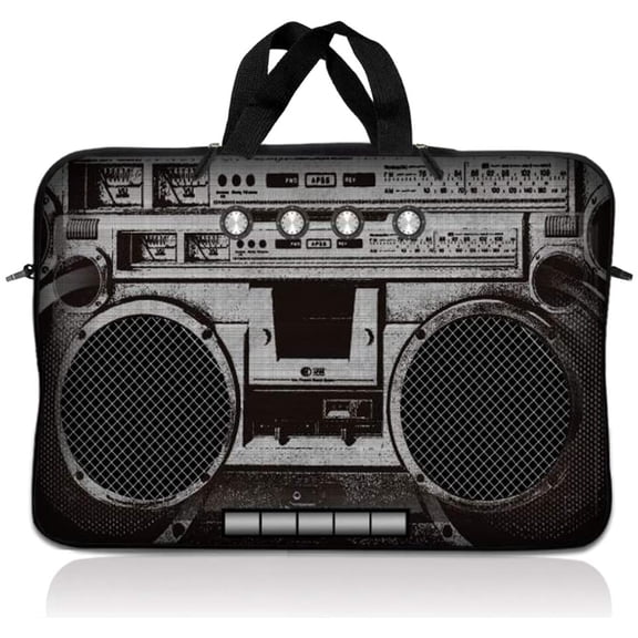 Laptop Skin Shop 14 Neoprene Laptop Sleeve Bag Carrying Case with Handle - Cassette Player Design