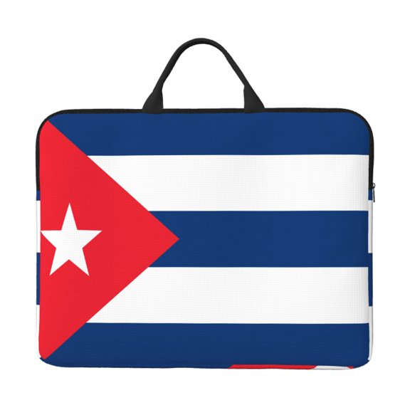 Laptop Sleeve Bag 14 Inch Waterproof Protective Computer Carrying Case With Handle Women Men Travel Commuter Essential Cuba Flag Cuban National Blue And Red