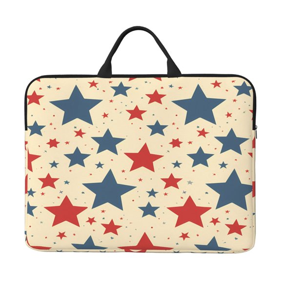 Laptop Sleeve Bag 14 Inch Waterproof Protective Computer Carrying Case With Handle Women Men Travel Commuter Essential Independence Day Theme Elements Star (1)