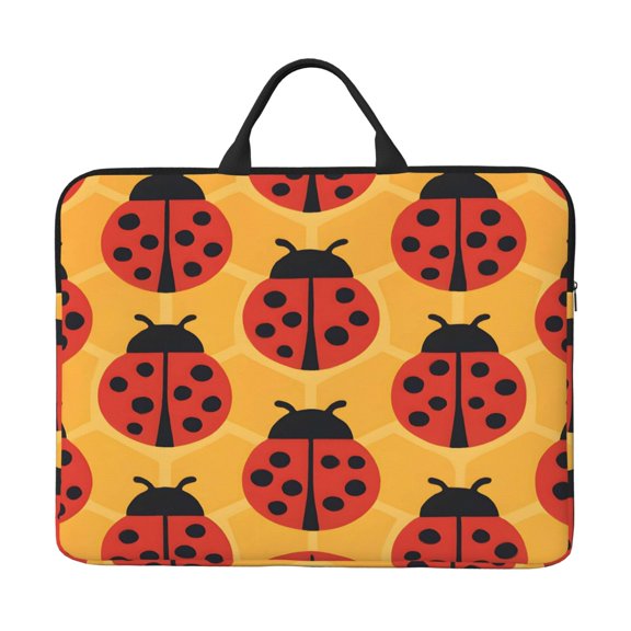 Laptop Sleeve Bag 14 Inch Waterproof Protective Computer Carrying Case With Handle Women Men Travel Commuter Essential Ladybug On An Orange Background