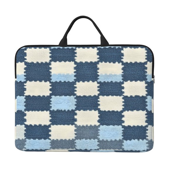 Laptop Sleeve Bag 14 Inch Waterproof Protective Computer Carrying Case With Handle Women Men Travel Commuter Essential Lightsteelblue Retro Houndstooth_4