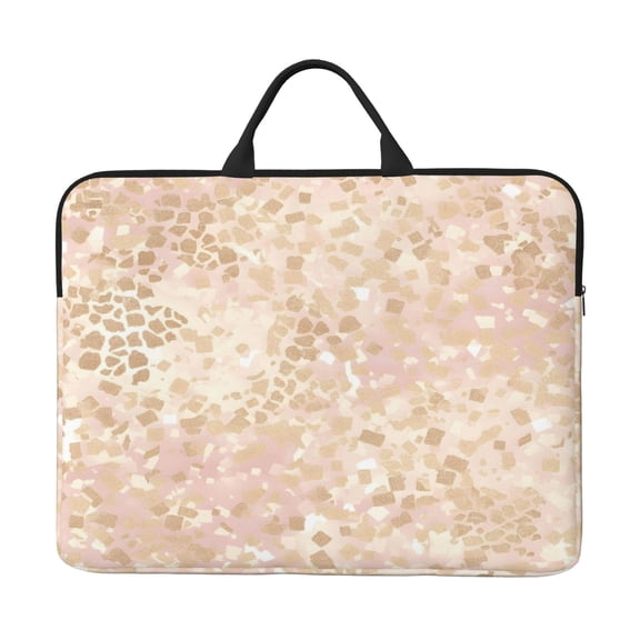 Laptop Sleeve Bag 14 Inch Waterproof Protective Computer Carrying Case With Handle Women Men Travel Commuter Essential Rose Gold Foil Leopard Print_12