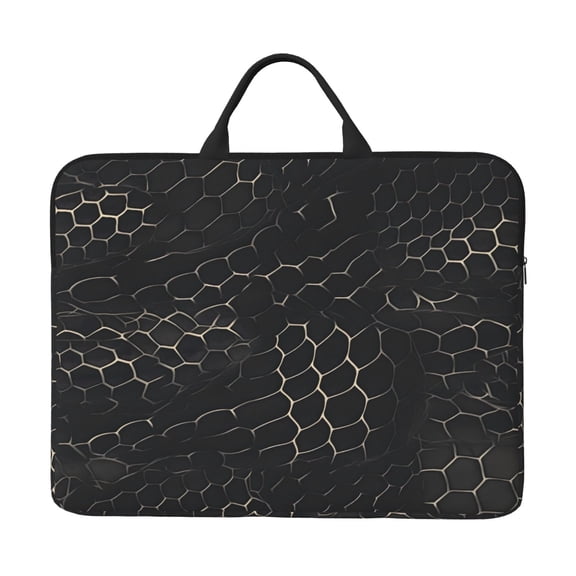 Laptop Sleeve Bag 14 Inch Waterproof Protective Computer Carrying Case With Handle Women Men Travel Commuter Essential Snake Skin Print Style On The Backgroud Of Darkgray_3