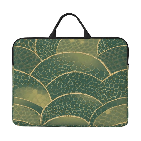 Laptop Sleeve Bag 14 Inch Waterproof Protective Computer Carrying Case With Handle Women Men Travel Commuter Essential Snake Skin Print Style Lightgreen_2