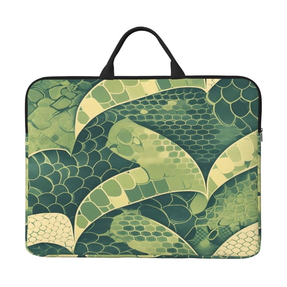Laptop Sleeve Bag 14 Inch Waterproof Protective Computer Carrying Case With Handle Women Men Travel Commuter Essential Snake Skin Print Style Lightgreen_3