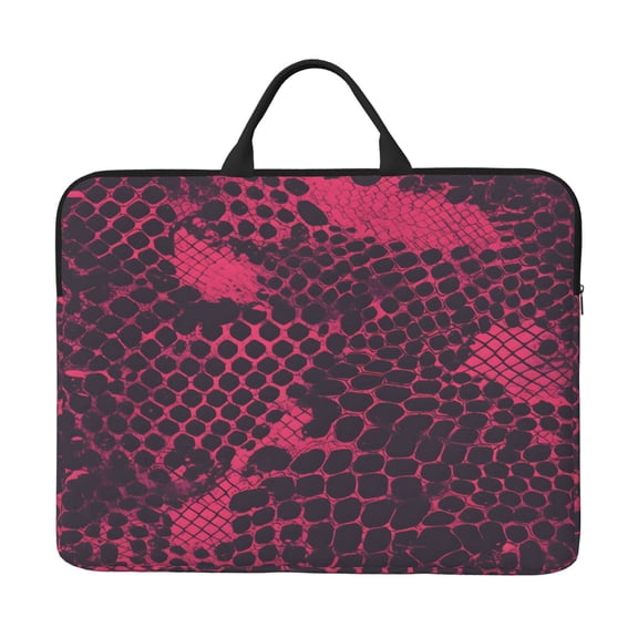 Laptop Sleeve Bag 14 Inch Waterproof Protective Computer Carrying Case With Handle Women Men Travel Commuter Essential Snake Skin Print Style Palevioletred_2