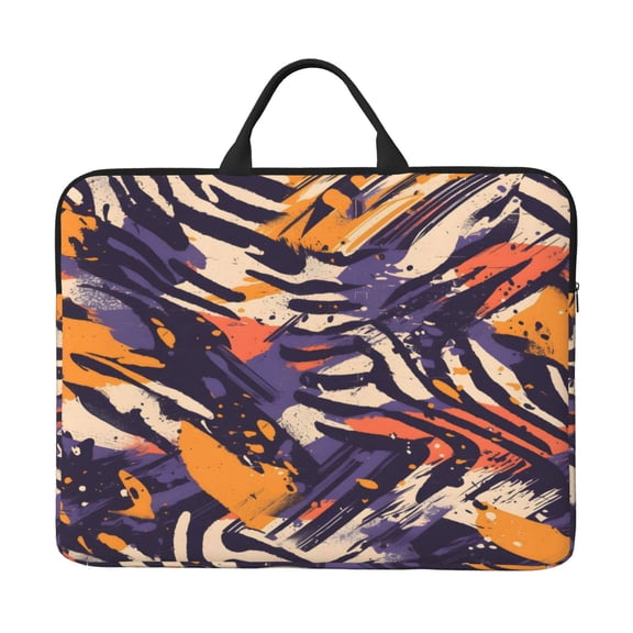 Laptop Sleeve Bag 14 Inch Waterproof Protective Computer Carrying Case With Handle Women Men Travel Commuter Essential Tiger Print Style Mediumpurple_2