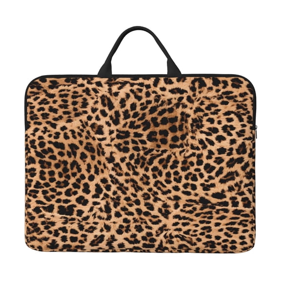 Laptop Sleeve Bag 14 Inch Waterproof Protective Computer Carrying Case With Handle Women Men Travel Commuter Essential Animal Leopard Pattern