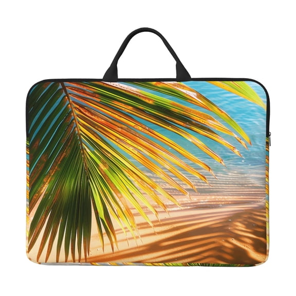 Laptop Sleeve Bag 14 Inch Waterproof Protective Computer Carrying Case With Handle Women Men Travel Commuter Essential Beach Palm Leaf (3) (1)
