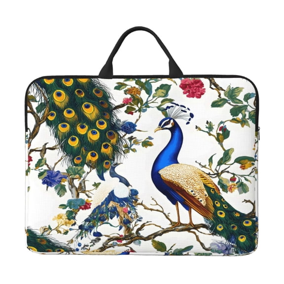 Laptop Sleeve Bag 14 Inch Waterproof Protective Computer Carrying Case With Handle Women Men Travel Commuter Essential Chic Peacock