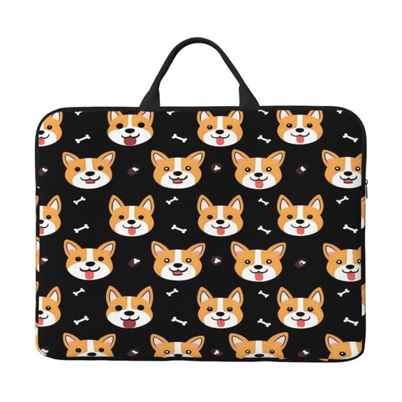 Laptop Sleeve Bag 14 Inch Waterproof Protective Computer Carrying Case With Handle Women Men Travel Commuter Essential Corgi And Bones (2)