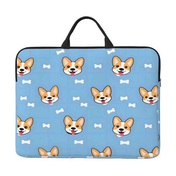 Laptop Sleeve Bag 14 Inch Waterproof Protective Computer Carrying Case With Handle Women Men Travel Commuter Essential Corgi And Bones (3)