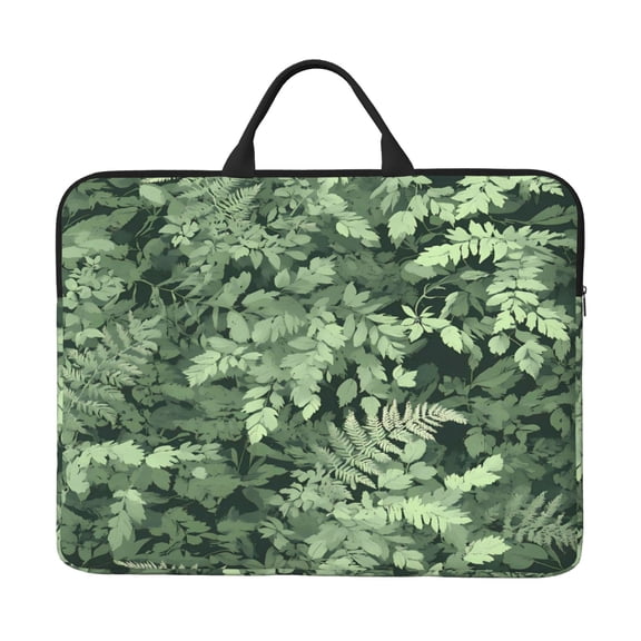 Laptop Sleeve Bag 14 Inch Waterproof Protective Computer Carrying Case With Handle Women Men Travel Commuter Essential Green Leaves