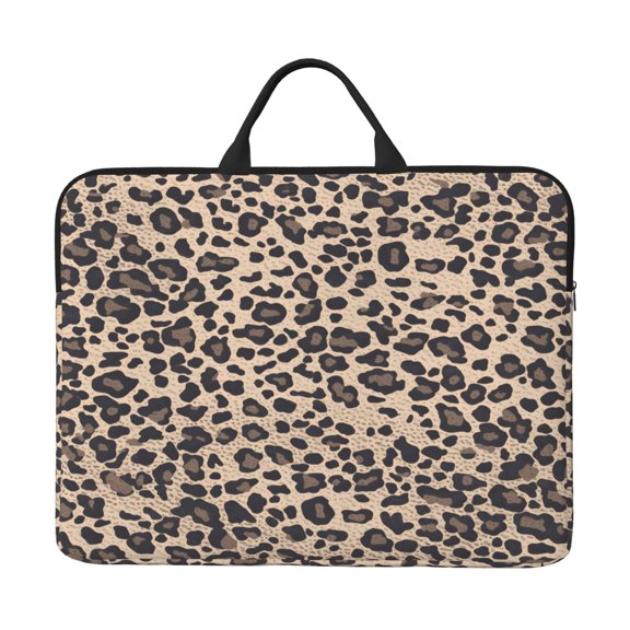 Laptop Sleeve Bag 14 Inch Waterproof Protective Computer Carrying Case With Handle Women Men Travel Commuter Essential Leopard_3