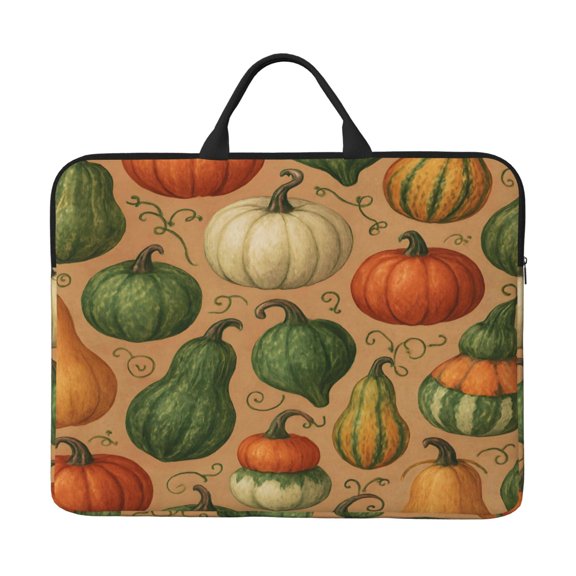Laptop Sleeve Bag 14 Inch Waterproof Protective Computer Carrying Case With Handle Women Men Travel Commuter Essential Pumpkin And Gourd Pattern