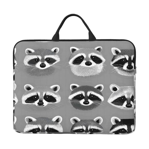 Laptop Sleeve Bag 14 Inch Waterproof Protective Computer Carrying Case With Handle Women Men Travel Commuter Essential Raccoon Head Image