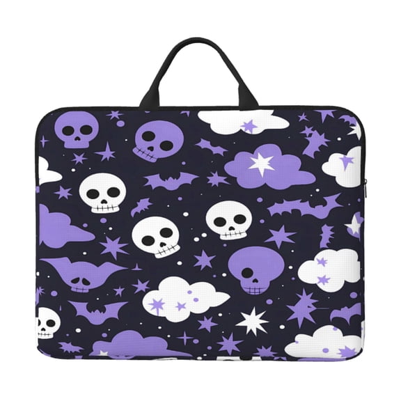 Laptop Sleeve Bag 14 Inch Waterproof Protective Computer Carrying Case With Handle Women Men Travel Commuter Essential Skull Bats And Clouds