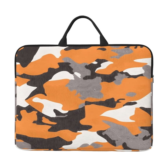 Laptop Sleeve Bag 14 Inch Waterproof Protective Computer Carrying Case With Handle Women Men Travel Commuter Essential Texture Camo Army Orange_1