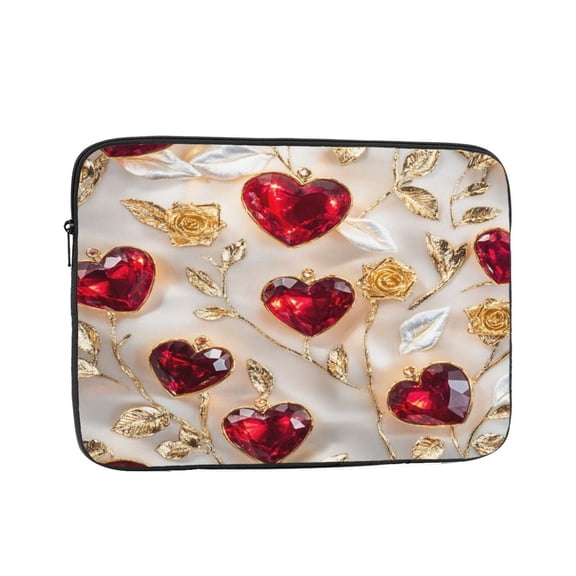 Laptop Sleeve Bag Compatible For iPad MacBook Air Pro Tablet Computer PC notebook Protective Fit in 10/12/13/14/15/16/17 inch Size White Heart Rose (1)