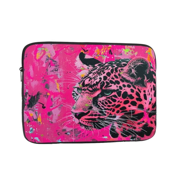 Laptop Sleeve Bag Compatible For iPad MacBook Air Pro Tablet Computer PC notebook Protective Fit in 10/12/13/14/15/16/17 inch Size neon pink leopard (2)
