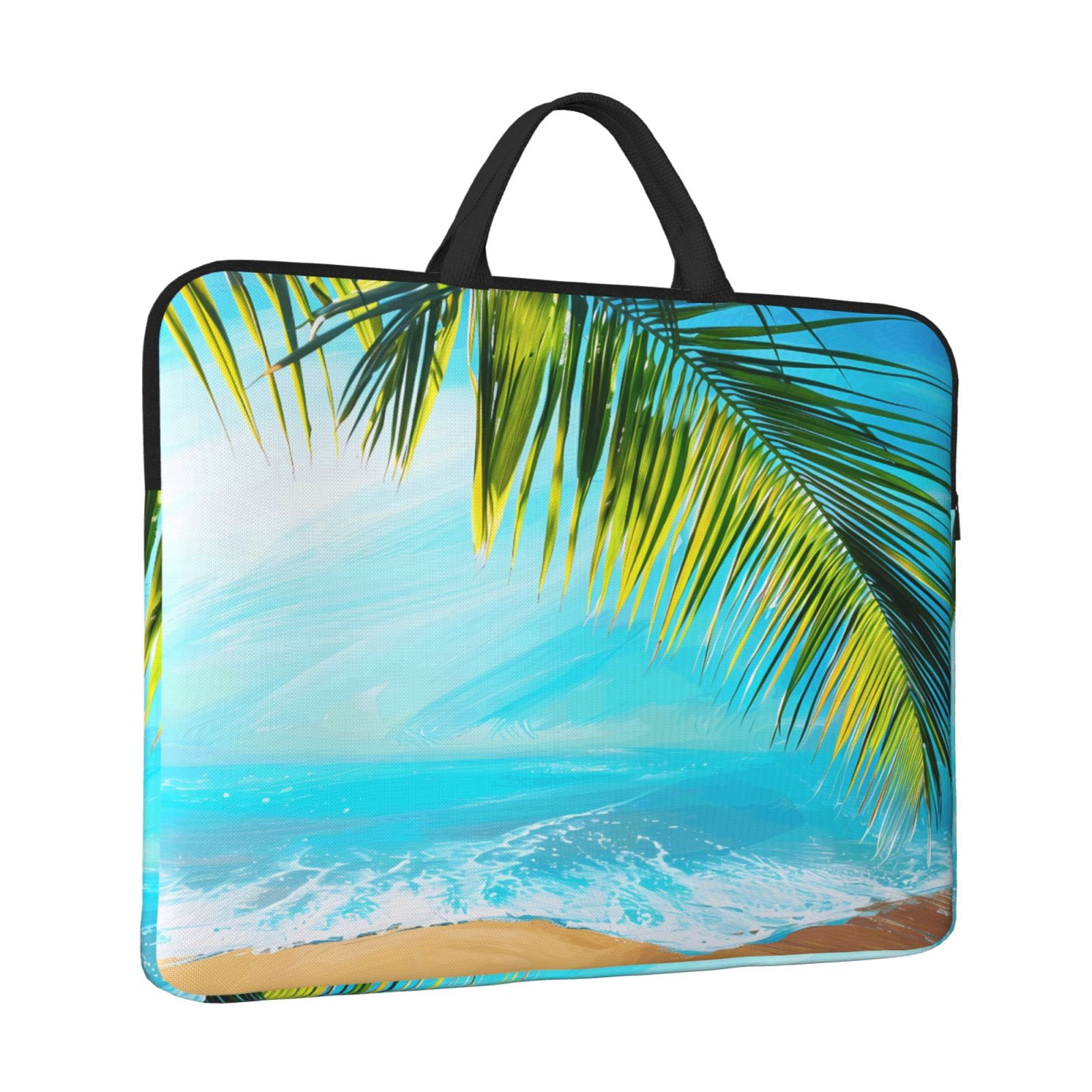 Laptop Sleeve Bag For Women Men 14inch Waterproof Durable Protective Computer Carrying Cover Handle Laptop Case Bag Beach Palm Leaf (2) (1)