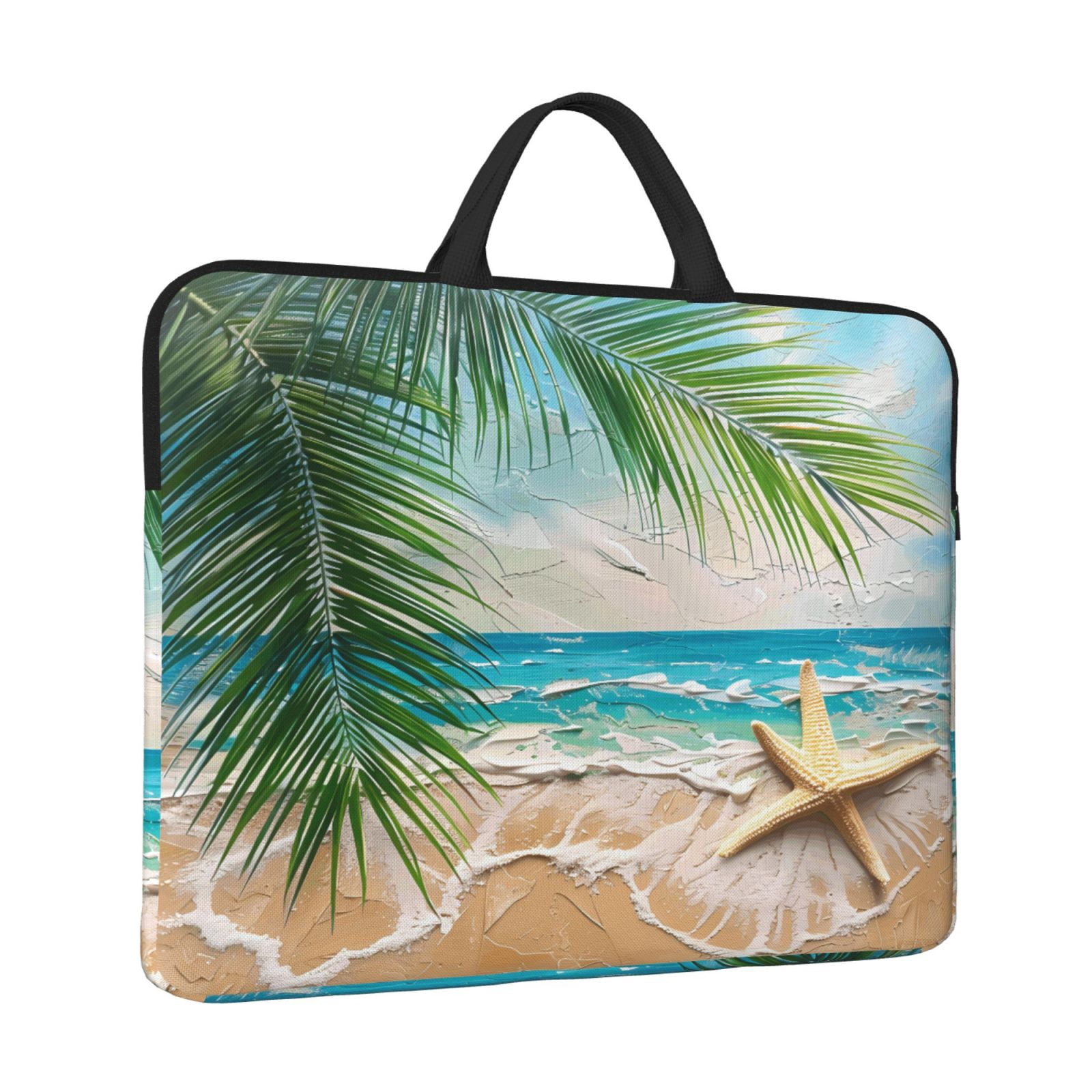 Laptop Sleeve Bag For Women Men 14inch Waterproof Durable Protective Computer Carrying Cover Handle Laptop Case Bag Beach Palm Leaf Starfish (4) (1)
