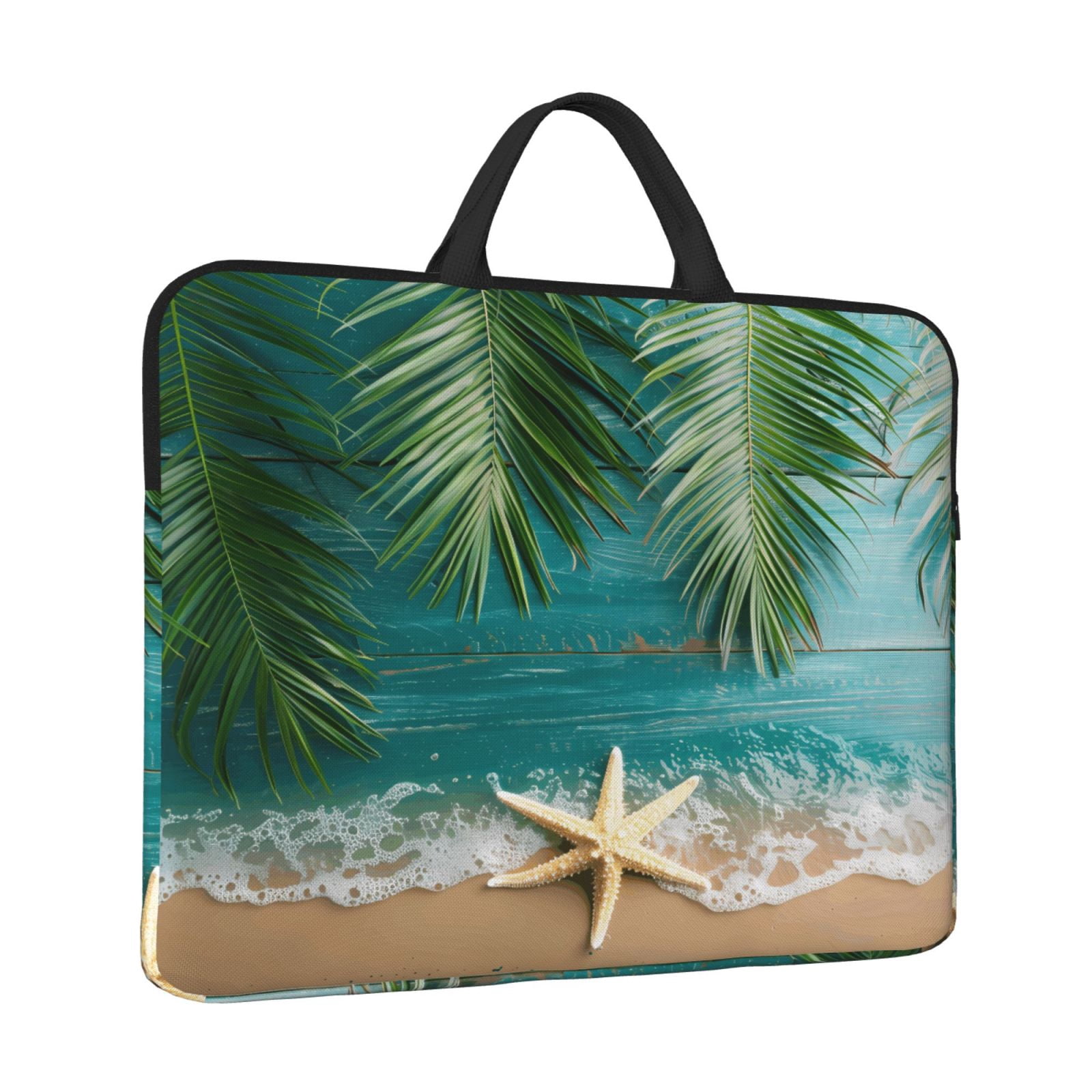 Laptop Sleeve Bag For Women Men 14inch Waterproof Durable Protective Computer Carrying Cover Handle Laptop Case Bag Beach Palm Leaf Starfish (5) (1)