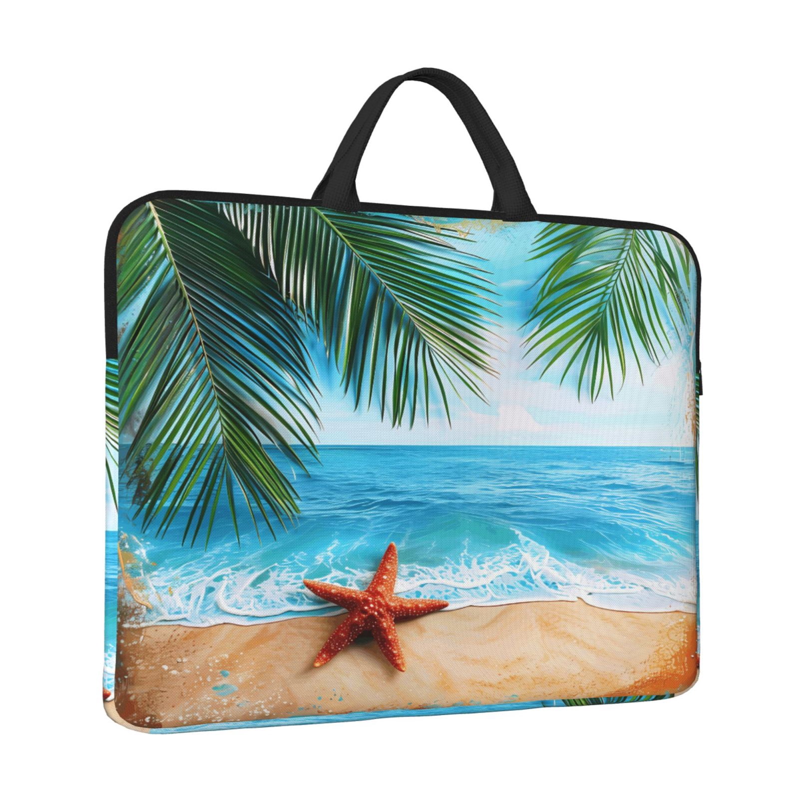 Laptop Sleeve Bag For Women Men 14inch Waterproof Durable Protective Computer Carrying Cover Handle Laptop Case Bag Beach Palm Leaf Starfish (9) (1)
