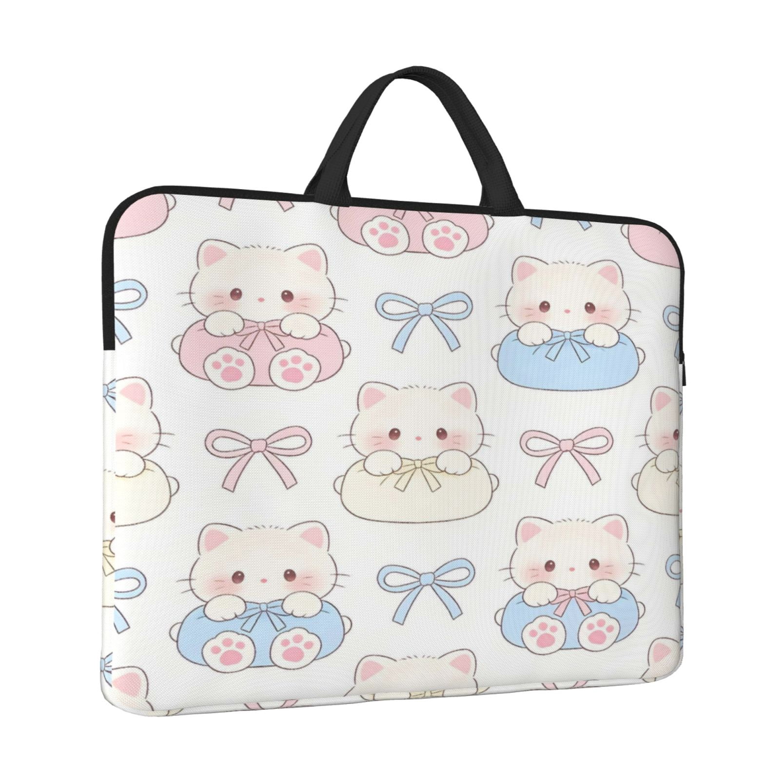 Laptop Sleeve Bag For Women Men 14inch Waterproof Durable Protective Computer Carrying Cover Handle Laptop Case Bag Bow And Cat