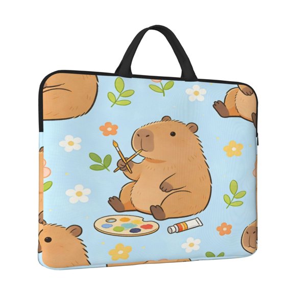 Laptop Sleeve Bag For Women Men 14inch Waterproof Durable Protective Computer Carrying Cover Handle Laptop Case Bag Capybara Artist
