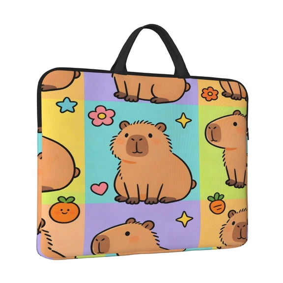 Laptop Sleeve Bag For Women Men 14inch Waterproof Durable Protective Computer Carrying Cover Handle Laptop Case Bag Capybara Flower Star Carrot
