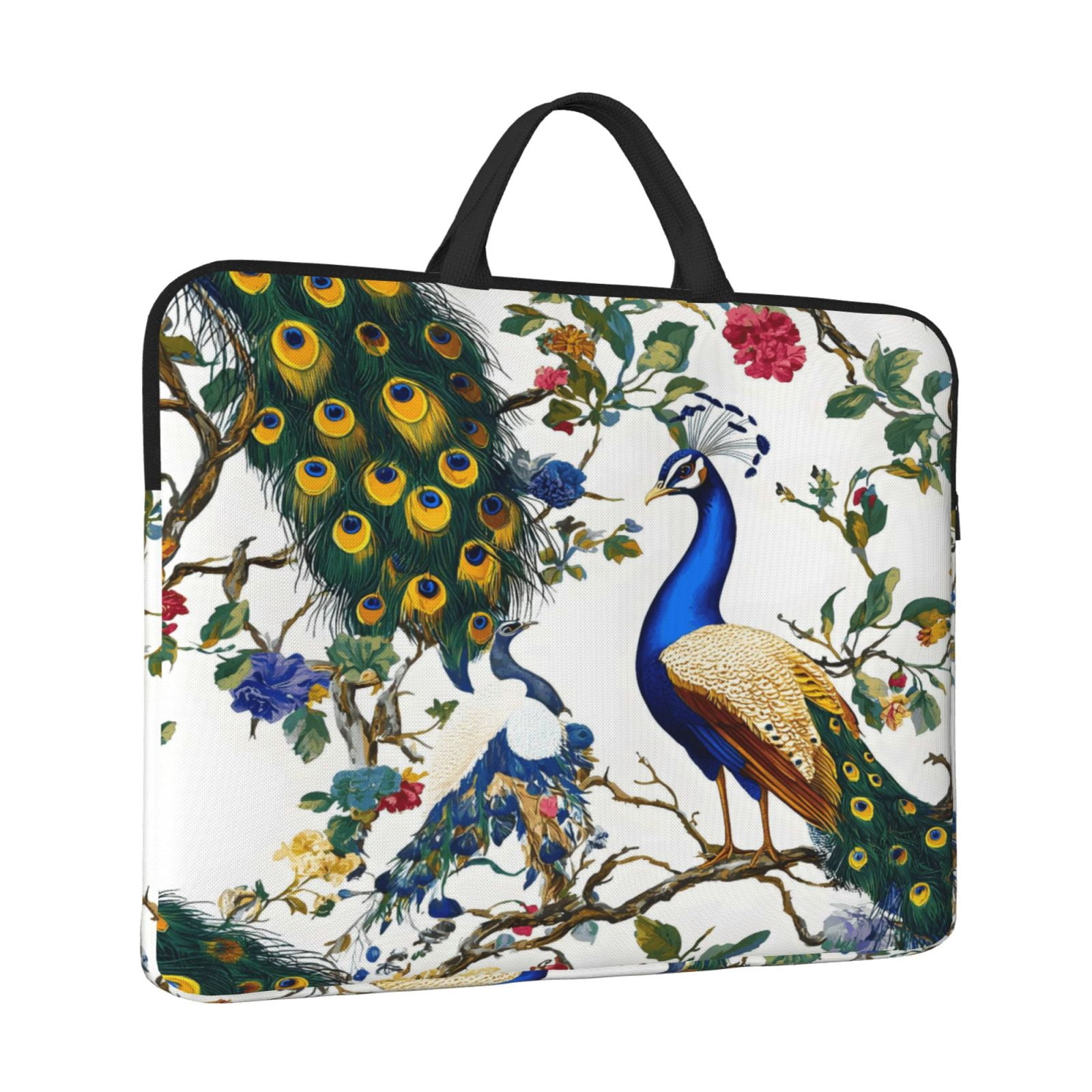 Laptop Sleeve Bag For Women Men 14inch Waterproof Durable Protective Computer Carrying Cover Handle Laptop Case Bag Chic Peacock