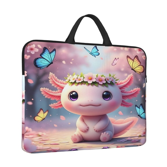 Laptop Sleeve Bag For Women Men 14inch Waterproof Durable Protective Computer Carrying Cover Handle Laptop Case Bag Cute Cartoon Axolotl 2