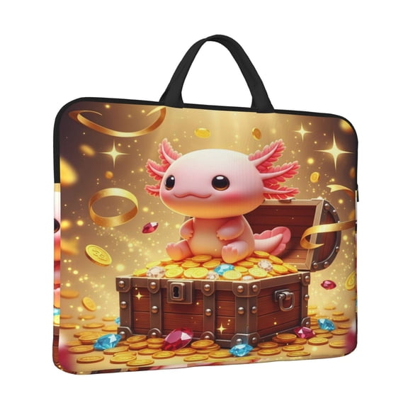 Laptop Sleeve Bag For Women Men 14inch Waterproof Durable Protective Computer Carrying Cover Handle Laptop Case Bag Cute Cartoon Axolotl 5