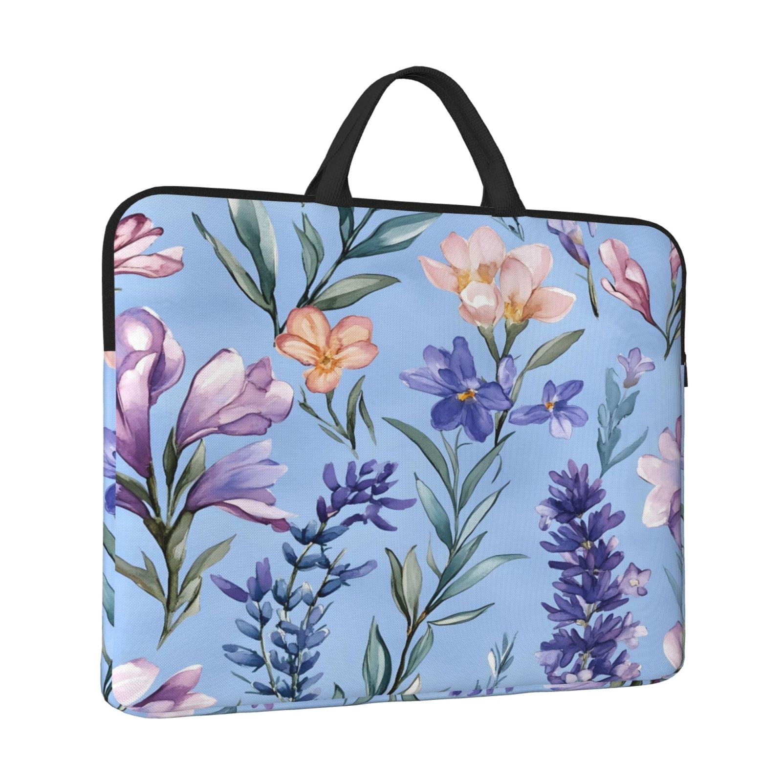 Laptop Sleeve Bag For Women Men 14inch Waterproof Durable Protective Computer Carrying Cover Handle Laptop Case Bag Flowers Lavender