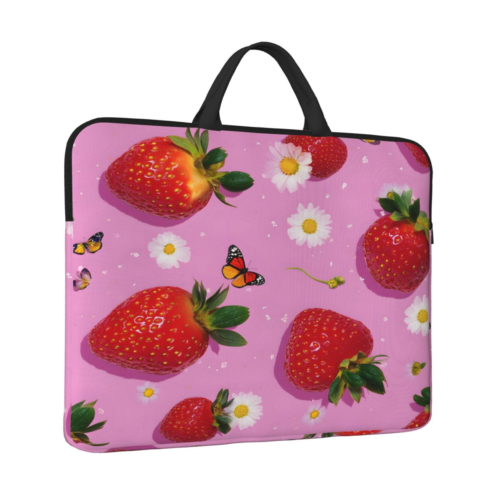 Laptop Sleeve Bag For Women Men 14inch Waterproof Durable Protective Computer Carrying Cover Handle Laptop Case Bag Fresh Strawberrie
