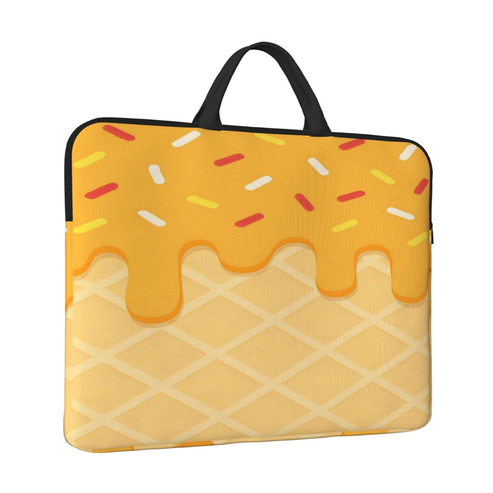 Laptop Sleeve Bag For Women Men 14inch Waterproof Durable Protective Computer Carrying Cover Handle Laptop Case Bag Ice Cream Orange