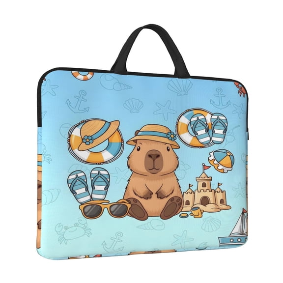 Laptop Sleeve Bag For Women Men 14inch Waterproof Durable Protective Computer Carrying Cover Handle Laptop Case Bag Kawaii Capybara Beach