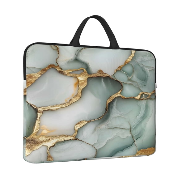 Laptop Sleeve Bag For Women Men 14inch Waterproof Durable Protective Computer Carrying Cover Handle Laptop Case Bag Marble Sage Green White