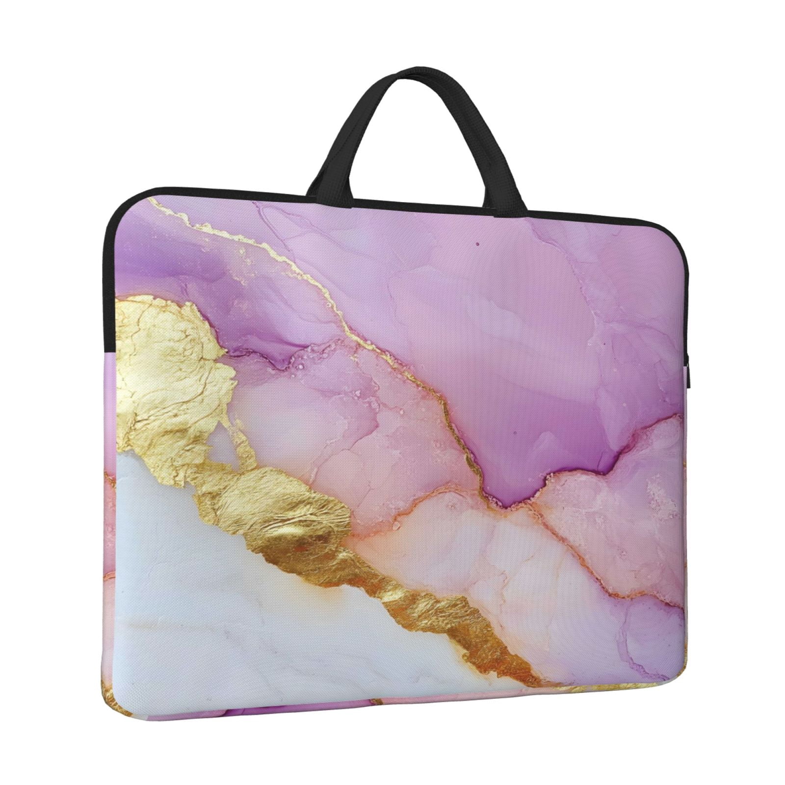 Laptop Sleeve Bag For Women Men 14inch Waterproof Durable Protective Computer Carrying Cover Handle Laptop Case Bag Marble White Pink