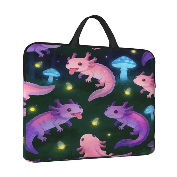 Laptop Sleeve Bag For Women Men 14inch Waterproof Durable Protective Computer Carrying Cover Handle Laptop Case Bag Mushroom Firefly Axolotl