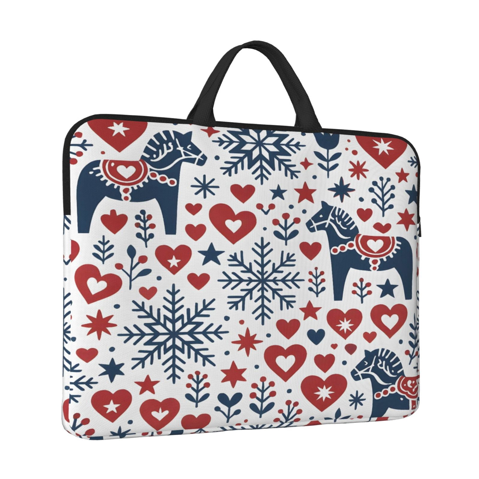 Laptop Sleeve Bag For Women Men 14inch Waterproof Durable Protective Computer Carrying Cover Handle Laptop Case Bag Nordic Folk Art Christmas Pattern