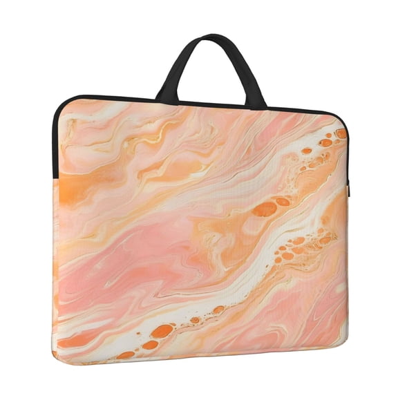 Laptop Sleeve Bag For Women Men 14inch Waterproof Durable Protective Computer Carrying Cover Handle Laptop Case Bag Peachpuff Marble_2