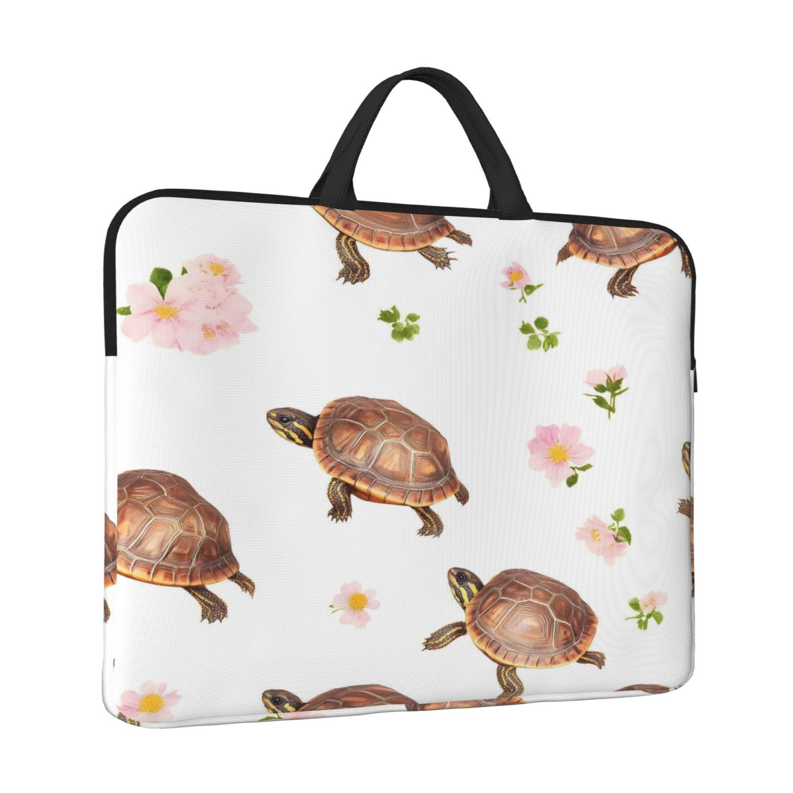 Laptop Sleeve Bag For Women Men 14inch Waterproof Durable Protective Computer Carrying Cover Handle Laptop Case Bag Pink-Colored Turtle Flower