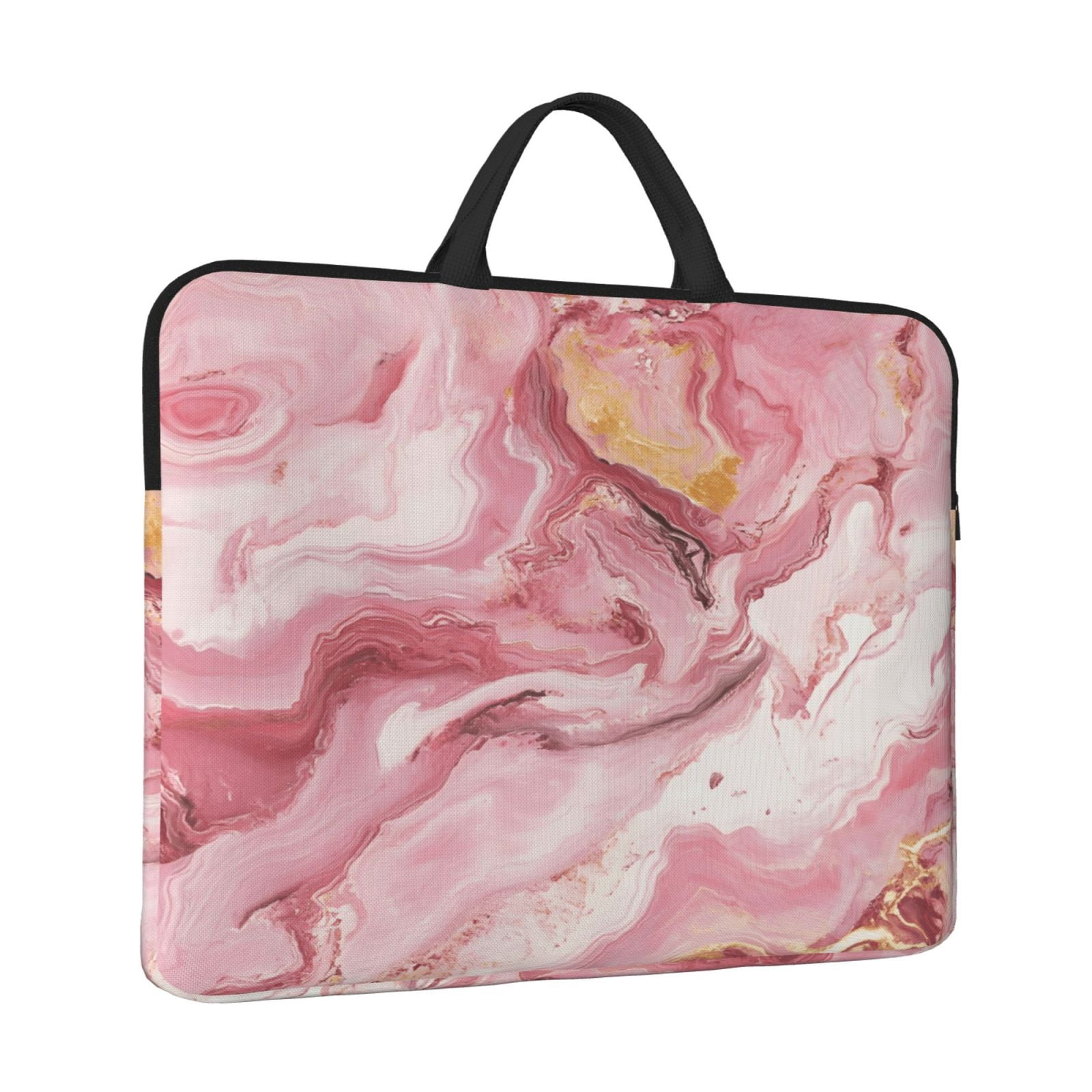 Laptop Sleeve Bag For Women Men 14inch Waterproof Durable Protective Computer Carrying Cover Handle Laptop Case Bag Pink Marble_1