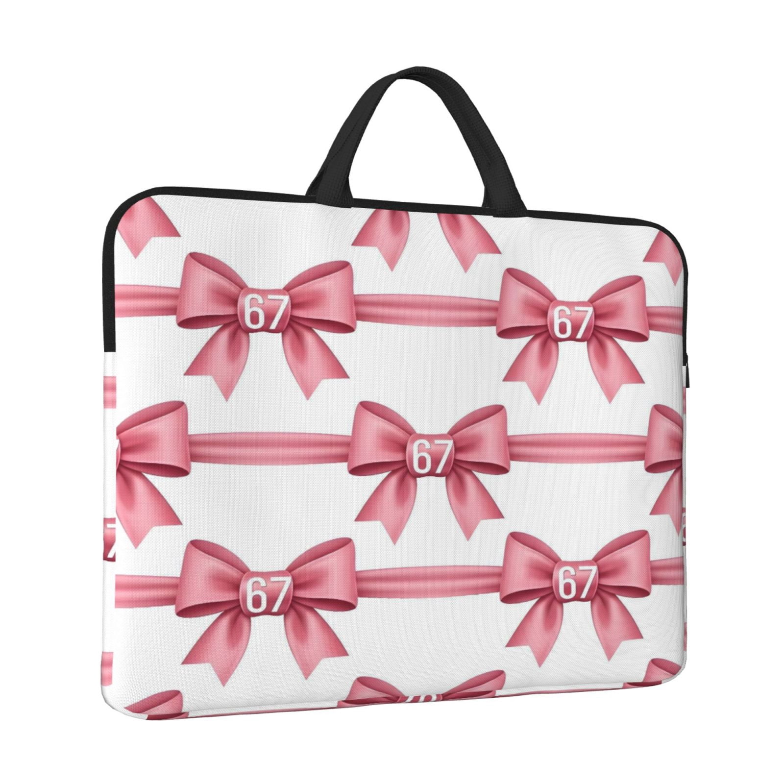 Laptop Sleeve Bag For Women Men 14inch Waterproof Durable Protective Computer Carrying Cover Handle Laptop Case Bag Pink Ribbon Pattern 67 Variation