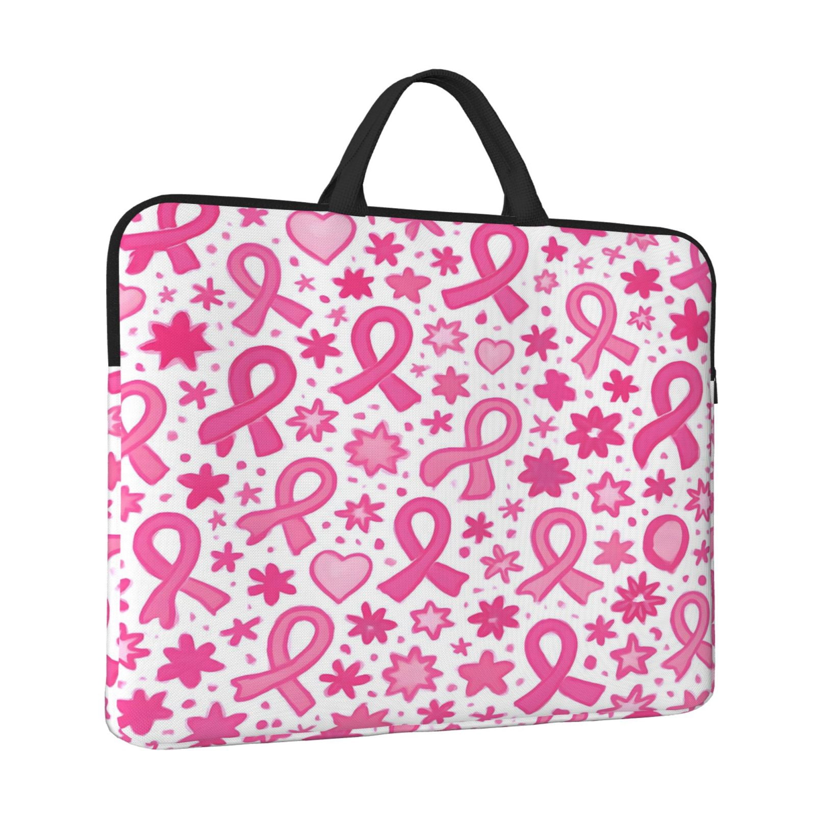 Laptop Sleeve Bag For Women Men 14inch Waterproof Durable Protective Computer Carrying Cover Handle Laptop Case Bag Pink Ribbon Pattern Variation 1