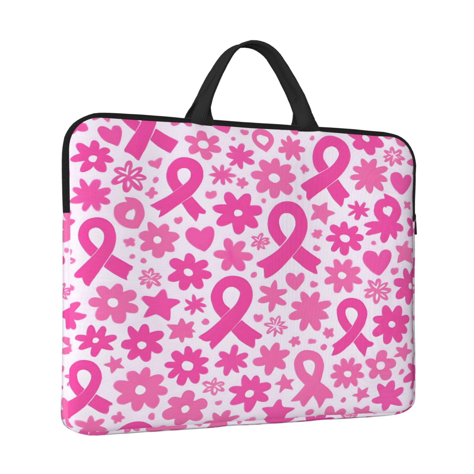 Laptop Sleeve Bag For Women Men 14inch Waterproof Durable Protective Computer Carrying Cover Handle Laptop Case Bag Pink Ribbon Pattern Variation 2