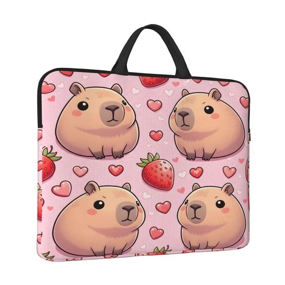 Laptop Sleeve Bag For Women Men 14inch Waterproof Durable Protective Computer Carrying Cover Handle Laptop Case Bag Pusheen Capybara Pattern 4