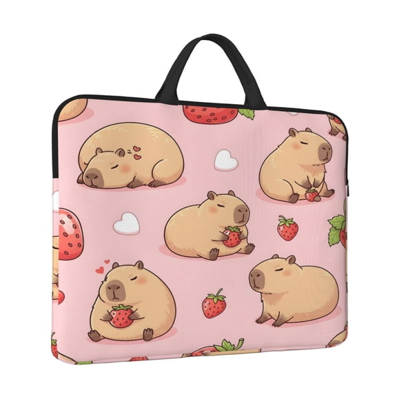 Laptop Sleeve Bag For Women Men 14inch Waterproof Durable Protective Computer Carrying Cover Handle Laptop Case Bag Pusheen Capybara Pattern